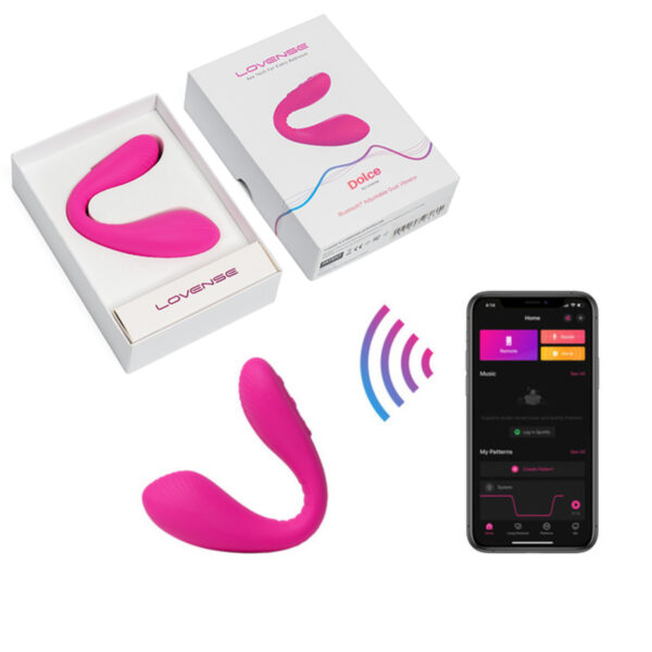 Lovense Dolce Quake Adjustable Bluetooth Dual Vibrator Pink 728360599735 Multiview