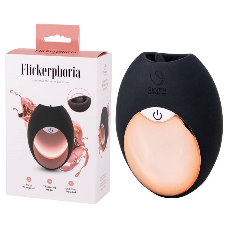 Seven Creations Flickerphoria Rechargeable Clitoral Stimulator Rose Gold Black B0244B1SPGMX 6946689012016 Multiview