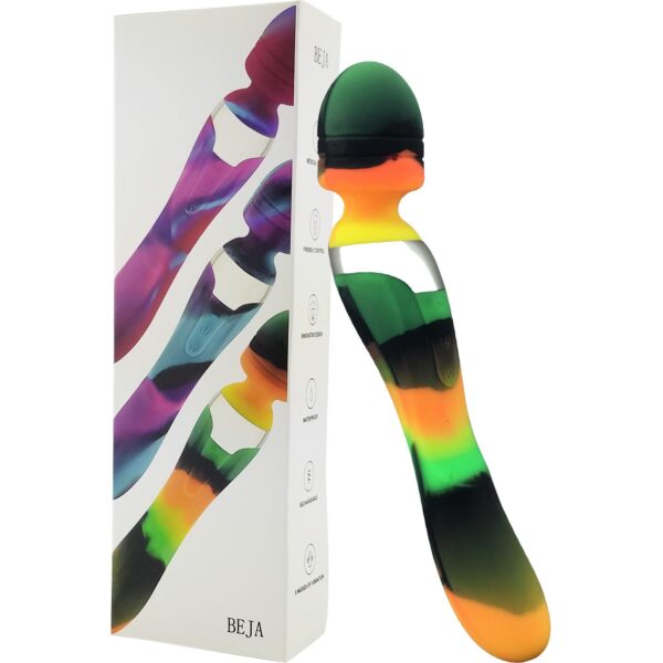 Lealso Beja 2 in 1 Vibrator Wand Green Orange Camo LA 50039 1G 9354434000145 Multiview