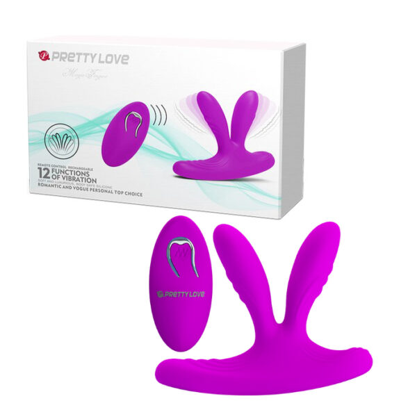 Pretty Love Magic Fingers Rechargeable Remote Dual Vibrator Purple BI 014477W Multiview