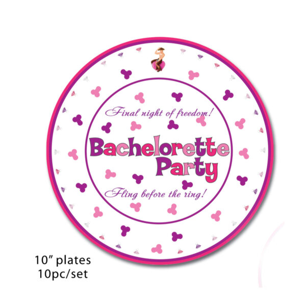 Hott Products Bachelorette 10 Inch Paper Party Plates White Pink HP2507 818631025077 Detail