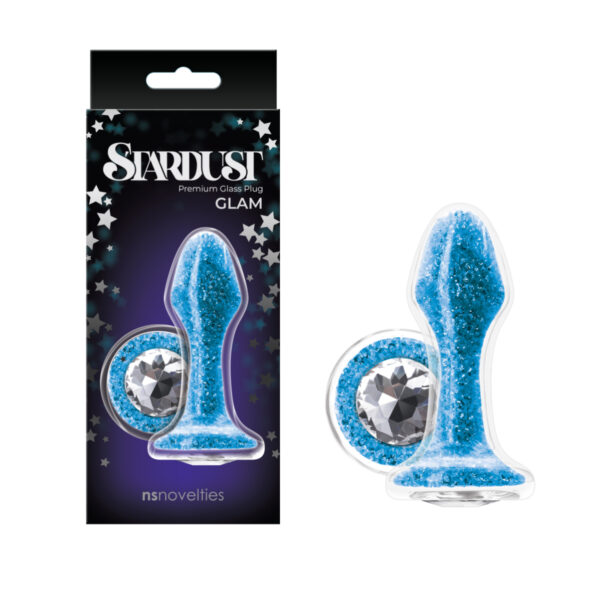 NS Novelties Stardust Glam Glass Glitter Plug Blue NSN 0617 17 657447103360 Multiview