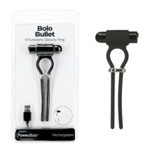 BMS Powerbullet Bolo Bullet Rechargeable Vibrating Lasso Cock Ring Black 40011 677613400116 Multiview