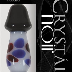 Crystal Noir Tease 4 point 5 inch glass plug black white blue NSN 0755 11 657447093562 Boxview