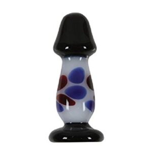 Crystal Noir Tease 4 point 5 inch glass plug black white blue NSN 0755 11 657447093562 Detail