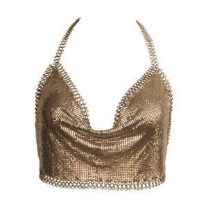 Love in Leather MUSE Chain Glomesh Crop Halter Top Gold PT001GLD 1620001712406 Detail