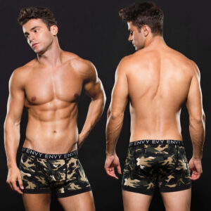 Envy Menswear Low Rise Wrap Around Boxer Green Camo E053GRN Multi Detail scaled 1