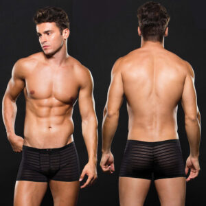 Envy Menswear Microfiber Boxer Striped Black E052BLK Multi Detail scaled 1