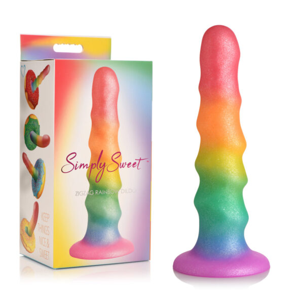 Curve Novelties Simply Sweet Zigzag 6 Inch Rainbow Silicone Dildo Rainbow CN 11 0421 88 653078943672 Multiview.jpg