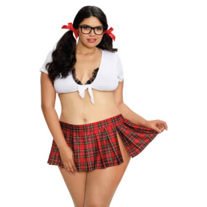 Dreamgirl Lingerie Homeroom Hottie Schoolgirl Costume QUEEN Red Plaid DG11046X 888368260386 Multi Detail scaled 1.jpg