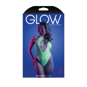 Fantasy Lingerie GLOW Nocturnal UV Reactive Halter Teddy Green GL2125 Boxview.jpg