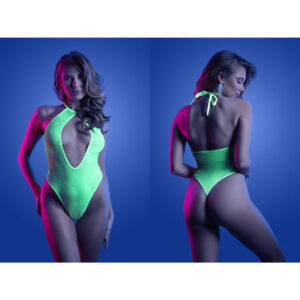 Fantasy Lingerie GLOW Nocturnal UV Reactive Halter Teddy Green GL2125 Multiview.jpg