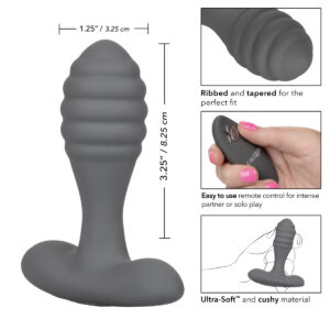 Calexotics Silicone Remote Adventure Set Vibrating Cock Ring and Anal Probe Set Grey SE 0077 82 3 716770095978 Probe Info Detail.jpg