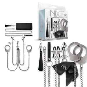 Global Novelties NIXIE Interchangeable 8 Pc Bondage Kit Silver 1000350 810126930071 Multiview.jpg