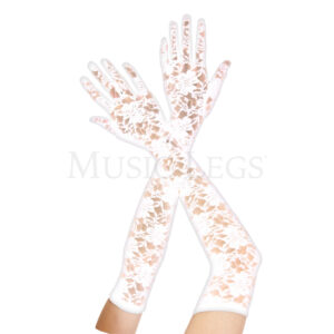 Music Legs Extra Long Lace Gloves One Size White ML464WHT 849450080299 Detail