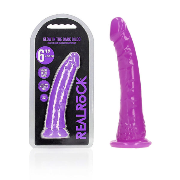 Shots Realrock Glow in the Dark 6 Inch Glow in the Dark Dildo Purple REA141GLOPUR 8714273519924 Multiview.jpg