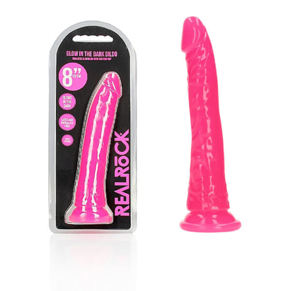 Shots Realrock Glow in the Dark 8 Inch Glow in the Dark Dildo Pink REA143GLOPNK 8714273519993 Multiview.jpg