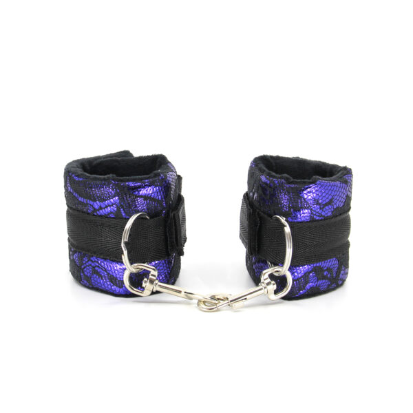 Love in Leather Berlin Baby Satin Lace Look Velcro Closure Handcuffs Black Purple B HAN21PUR 2811421162103 Detail.jpg