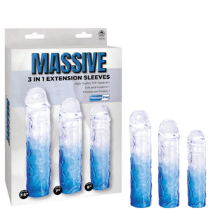 NMC Massive 3 in 1 Penis Extension Sleeves 3 Pack Blue Clear FKQ018A000 044 4897078639036 Multiview.jpg