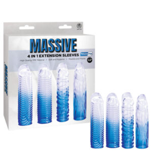 NMC Massive 4 in 1 Penis Extension Sleeves 4 Pack Blue Clear FKQ019A000 044 4897078639043 Multiview.jpg