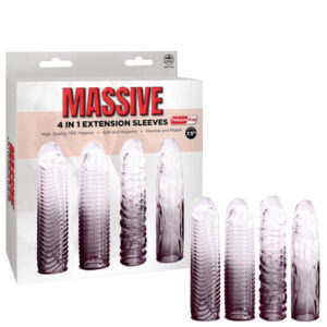 NMC Massive 4 in 1 Penis Extension Sleeves 4 Pack Smoke Clear FKQ019A000 041 4897078640445 Multiview.jpg