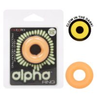 Calexotics – Alpha Ring Liquid Silicone Prolong Medium Ring (Glow-In-The-Dark Orange)