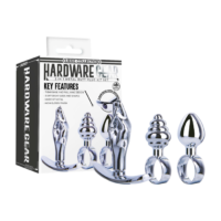 NMC – Hardware Gear 3-In-1 Metal Butt Plug Kit Set Minis – Spade, Ribbed, Hand (Silver)