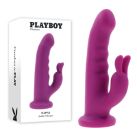 Playboy Pleasure – “Fluffle” Rabbit Vibrator With Suction Cup Base (Plum)